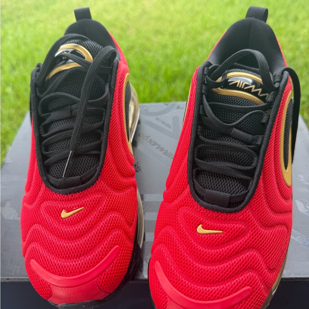 Nike Air Max 720 Red and Gold Sneakers